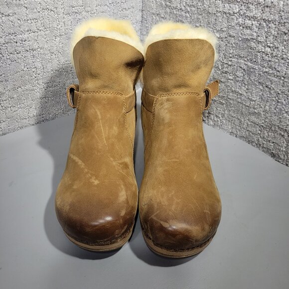 Dansko Bessie Women's Size EU 40 US 9 Tan Shearling Lined Pull on Ankle Boots - Picture 2 of 10